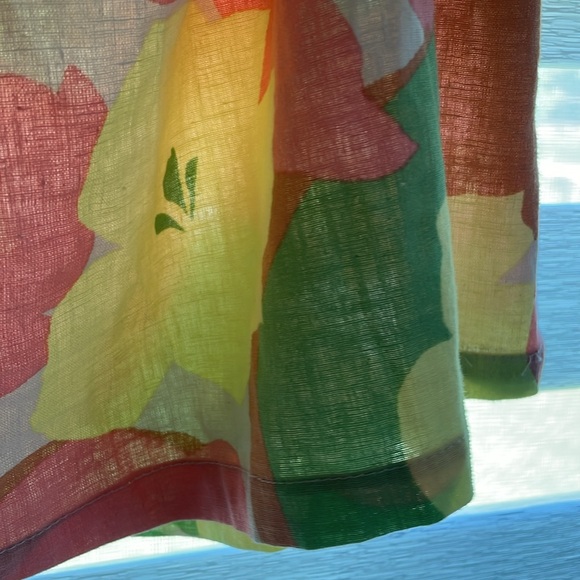 Square neck lime yellow coral spring palette short sleeve elastic adjust top NWT - Picture 6 of 12